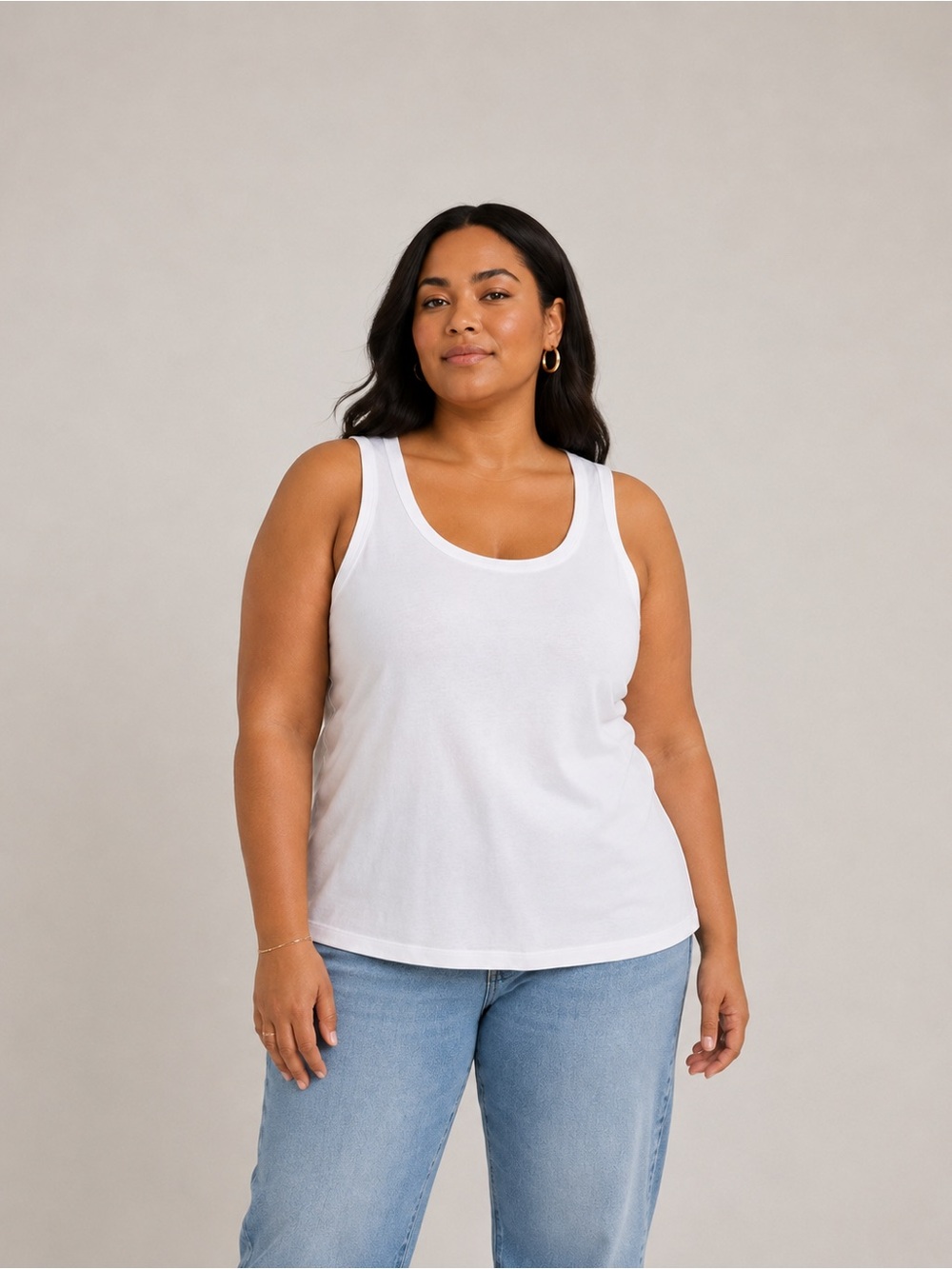 Sundry 1X White Sleeveless Tank Top Cotton Modal Blend